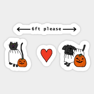 Cat and Dog Social Distancing a Halloween Horror Sticker